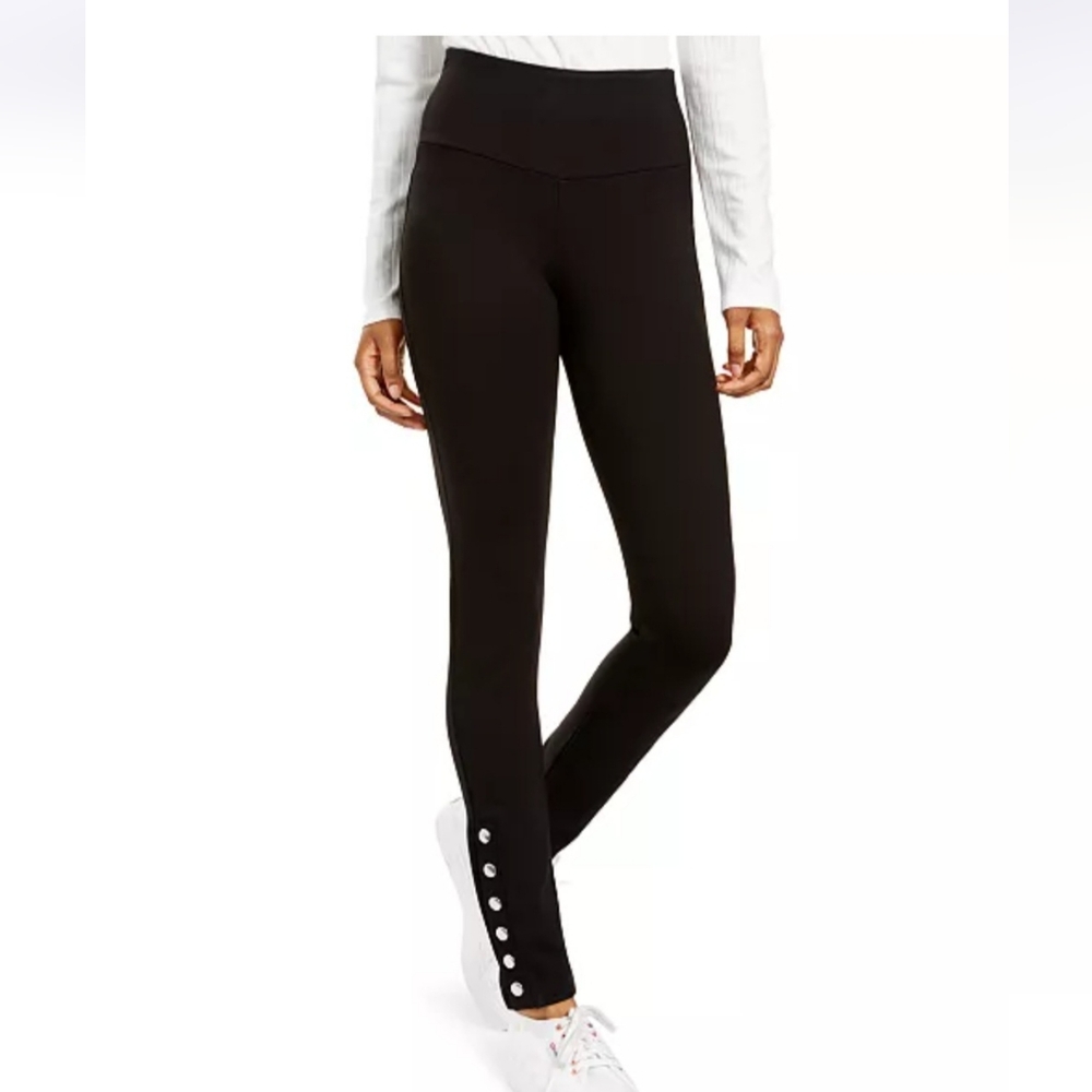 Hippie Rose Black Leggings with Button Accents